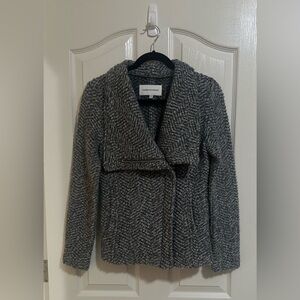 Women’s Cupcakes and Cashmere Wool Blend Herringbone Chevron Zip Moto Jacket‎ S.